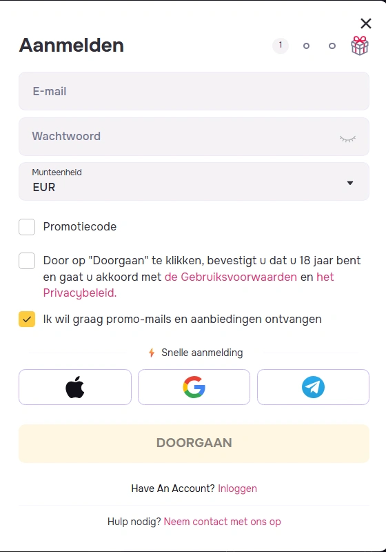GTBET Login en Registratie